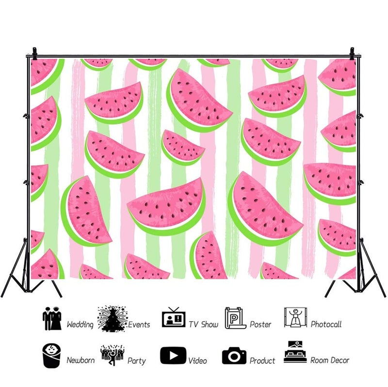 AOFOTO 7x5ft Summer Watermelon Backdrop Vinyl Fruit Shop Infant Toddle Newborn Baby Portrait Photography Background Kids Adults Birthday Party Events Decoration Wallpaper Photo Studio Props Poster - Image 2